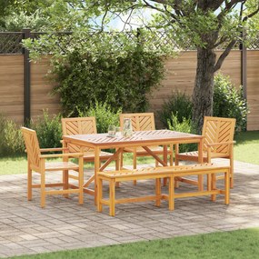 vidaXL Set de masă pentru grădină 6 pcs Maro 150 x 90 x 74 cm
