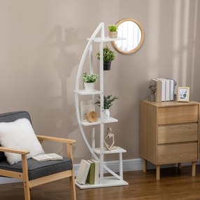 Outsunny Suport pentru Plante cu 5 Niveluri în Formă de Jumătate de Lună pentru Ghivece Decor Interior și Exterior 50x30x160 cm Alb | Aosom Romania