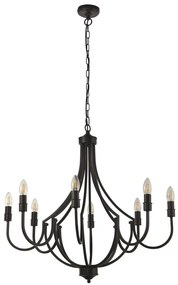 Candelabru cu 8 brate design rustic Lodge negru