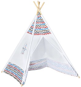HOMCOM Cort pentru Copii de +3 Ani Tipi Infantil de Lemn Portabil cu Fereastră pentru Interior și Exterior 120x120x155 cm Alb | Aosom Romania