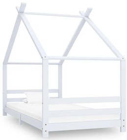 289612 vidaXL Cadru pat de copii, alb, 90 x 200 cm, lemn masiv de pin