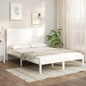 3105731 vidaXL Cadru de pat, alb, 140x200 cm, lemn masiv de pin