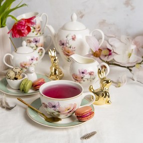 Set servire ceai sau cafea, 12 piese, 6 persoane, Flores