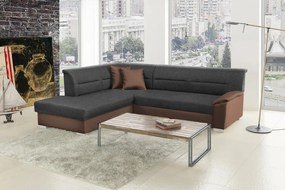 Coltar extensibil cu spatiu pentru depozitare, 247 x 214 x 83 cm, Bergen L1, Eltap (Culoare: Gri deschis texturat / Gri inchis piele)