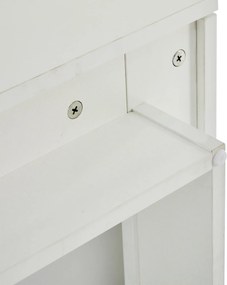 Măsuță de cafea modernă cu finisaj lucios, cu blaturi de masă glisante și 4 sertare, 75x75x33 cm, Alb