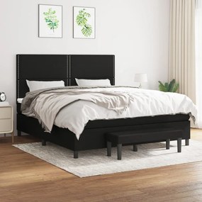 vidaXL Pat box spring cu saltea, negru, 160x200 cm, textil