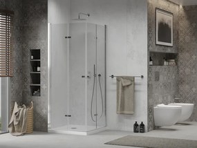 Mexen Lima Duo cabină de duș pliabilă 90 x 90 cm, transparentă, crom + cadă Flat - 856-090-090-01-02-4010
