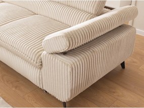 Colțar bej cu tapițerie din catifea reiată (cu colț pe partea stângă/în formă de ”L”) Marbeya – Ropez