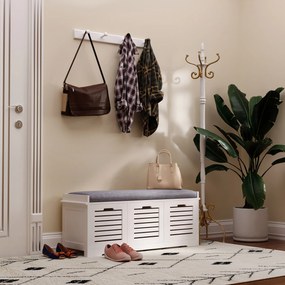 HOMCOM Banc pentru pantofi dulap pentru pantofi cu 3 sertare și pernă detașabilă, dim. 108l x 35A x 43Î cm, alb | Aosom Romania
