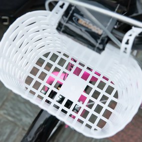 HOMCOM Trotinetă pentru copii cu frână, incl. coș, ghidon reglabil, pentru copii între 5 și 12 ani, Alb + Roz | Aosom Romania