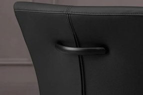 Set de 2 scaune, Metal, Piele Naturala, Negru, SAMSON