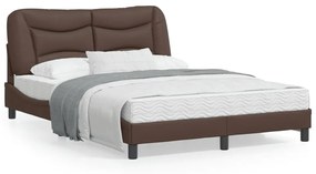 3213929 vidaXL Cadru de pat cu lumini LED, maro, 140x190 cm, piele ecologică