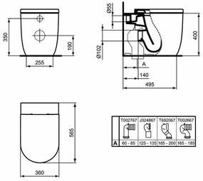 Vas WC pe pardoseala Ideal Standard Atelier Blend Curve BTW alb lucios