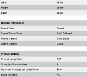 Aplica eleganta design LUX Budapest, bronz WA 2-689/1 bronze/376 klar-matt OR