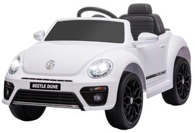 AIYAPLAY Mașinuță electrică pentru copii, VW Beetle, 3-5 km/h, cu telecomandă și muzică, alb | Aosom Romania