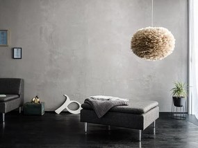 Abajur modern cu pene de gasca EOS maro deschis, 65cm