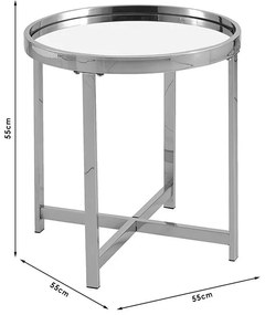 Masuta laterala Tristan otel argintiu - sticla argintiu D55x55cm