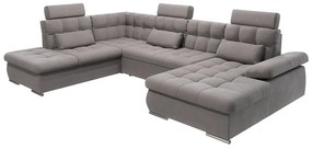 Colțar gri extensibil, cu spațiu de depozitare (cu colț pe partea stângă, în formă de "U") Merkur – Ropez