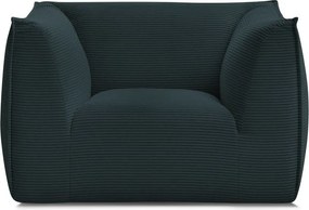 Fotoliu albastru închis cu tapițerie din catifea reiată Giorgia – Bobochic Paris