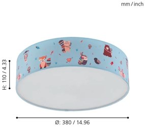 Eglo 97575 - Plafonieră copii RUFFO 2xE27/40W/230V