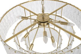 Candelabru din sticlă și metal, transparent și auriu, cu 10 brațe, 40 x 80 cm, „Chantilly”