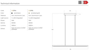 Lustra LED suspendata liniara ALAMO 90 3-STEP DIMM GO