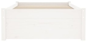 Cadru de pat Small Single 2FT6, alb, 75x190 cm, lemn masiv