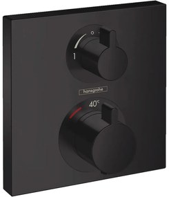 Baterie termostata incastrata pentru 2 consumatori, negru mat Negru mat