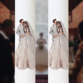 Set 2 Lumanari Nunta Mire si Mireasa imbratisati gri 4,5 cm, 70 cm