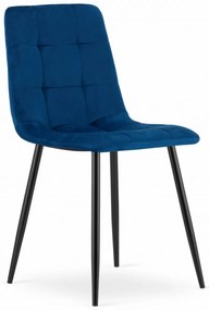 Scaun catifea albastru KARA cu picioare negre