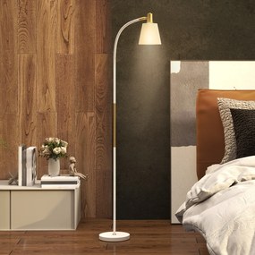 HOMCOM Lampadar de salon reglabil în înălțime 127-160 cm cu intrerupator, soclu E27, alb | Aosom Romania