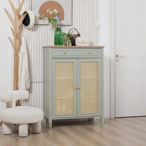 HOMCOM Dulap pentru pantofi mobilier de depozitare pentru pantofi mobilier pentru intrare cu 2 uși efect de răchită sertar 80 x 40 x 110 cm | Aosom Romania