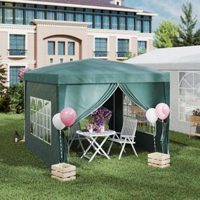 Outsunny Cort impermeabil 3x3 m pentru gradina, cort cu panouri laterale pliabile din otel si copertina din material Oxford, Verde | Aosom Romania