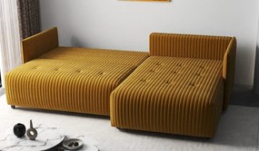 Colțar extensibil dumonde cu ladă de depozitare si sezut confortabil din spuma high-density, Malta Ambience Mustard II 235x185 cm