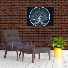 Tablou pe sticlă – Arbore magic cu cerb II. (70x50 cm)