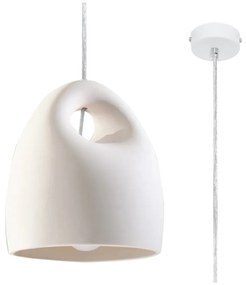 Lustră albă cu abajur din ceramică ø 25 cm Sativa – Nice Lamps