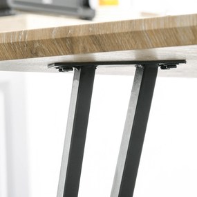 HOMCOM Masă de mese design industrial, blat mare dim. 120L x 60l x 75H cm, picioare din metal negru în formă de ace, MDF aspect de stejar deschis | Aosom Romania