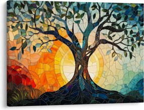 Tablou – Mozaic – soare și arbore I. (70x50 cm)