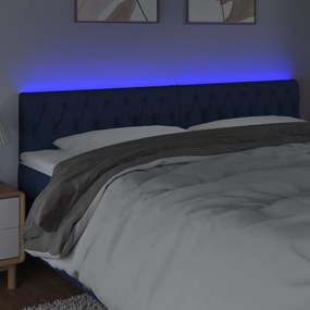 Tablie de pat cu LED, albastru, 200x7x78 88 cm, textil 1, Albastru, 200 x 7 x 78 88 cm