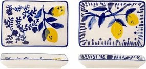 Set 2 platouri de servire din ceramică pictate manual, design mediteranean, 15x11x2 cm, „Maxima"