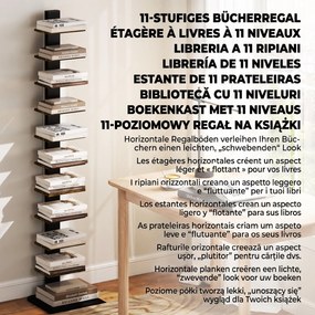 HOMCOM Bibliotecă Tip Turn Multifuncțională cu 11 Rafturi, Maro Rustic | Aosom Romania