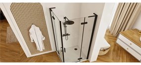 Rea Hugo cabina de dus 100x100 cm patrat negru semi lucios sticla transparenta REA-K6602