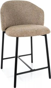 Scaun bar OSAKA H-2, bej/negru, stofă/metal, 54x43x88 cm