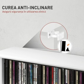 HOMCOM Unitate de Stocare 360 CD/185 DVD/185 Blu-ray - Alb | Aosom Romania