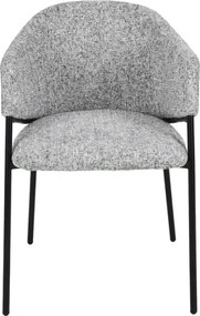 Set de 2 scaune aspect retro, Metal Negru, Chenille Gri, NOBLESSE A-47577 VC