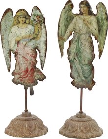 Set 2 decorațiuni vintage din metal, H30 cm, „Vintage Angels”