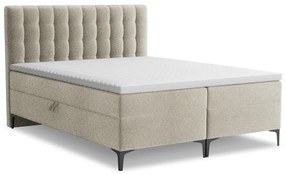 Pat boxspring taupe cu spațiu de depozitare 160x200 cm Puhala – Makamii