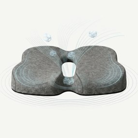 Perna ortopedica sezut tripla protectie prostata/hemoroizi/coccis, memory foam, Gri