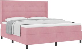 vidaXL Pat cu arcuri cu saltea cu headboard Roz 180 x 200 cm Catifea