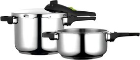 La mâna a doua: Set 2 oale sub presiune Fagor Rapid Xpress, 4+6 l, 2 nivele 60/100 kPa, 5 sisteme de siguranta, Otel 18/10, Argintiu